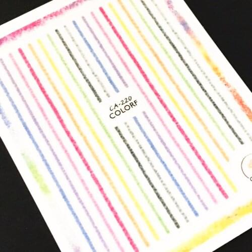 Newest CA-220 colorful line design 3d nail art sticker Japan style decal template DIY decoration for nail wraps