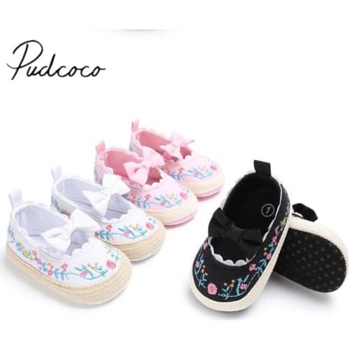 2018 Brand New Newborn Toddler Infant Baby Girl Bowknot Shoes Sneaker Anti-slip Soft Sole Prewalker Lovely Cute Bow First Walker