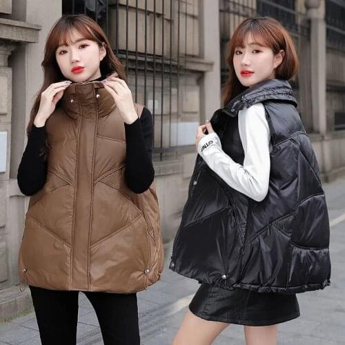 2021 New Vest For Women Jacket Korean Fashion Down Cotton Waistcoat Plus Size Add Thicken Warm Winter Loose Sleeveless Coat Top