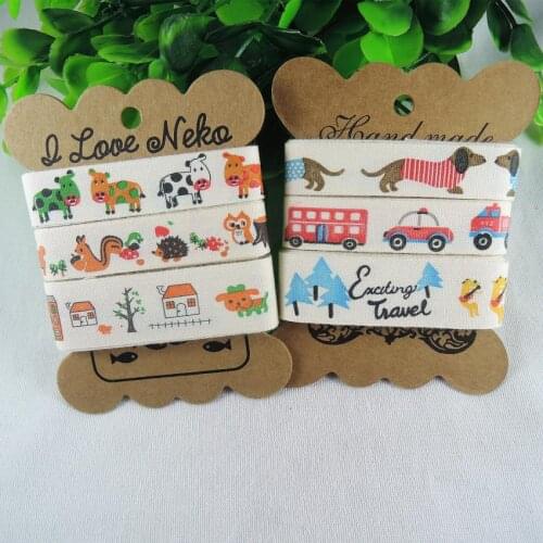 NEW 6YDS Mixed 15mm 20mm Cartoon Printed Ribbons Cotton Ribbon DIY Sewing Tapes Handmade Craft & Packing Wedding Accessory XM97