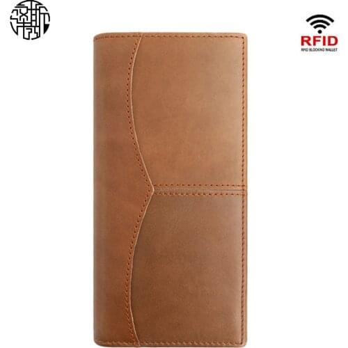 Zenos NEW Arrival Vintage Leather Long Smart Wallet RFID Blocking Front Pocket Wallet Money Bag