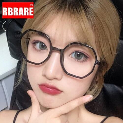 RBRARE Big Frame Anti-blue Light Glasses Women Polygon Glasses for Women Luxury Round Eyeglasses Women/Men Fake Glasses Okulary