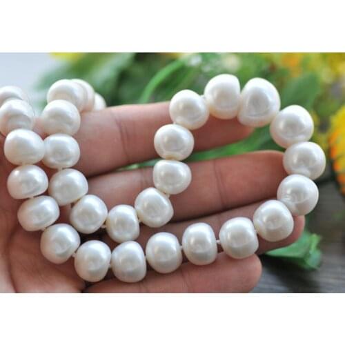 P7362 18" 16mm Round Bread White Freshwater Pearl Choker Necklace