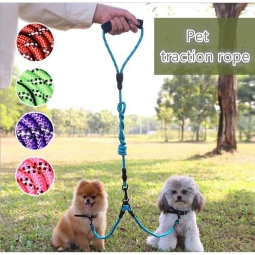 Walking 2 Dog Leash Nylon Dog Traction Rope Double Head Dog Leash Twin Dogs Leashes Pet Dogs Cat Traction Rope Leashes Tool