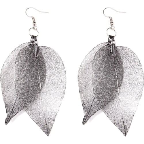 1 Pair Leaf Earrings For Women Fashion Jewelry Muti-color Natural Hollow Leaves Dangle Earings For Female Wending Party Jewelry