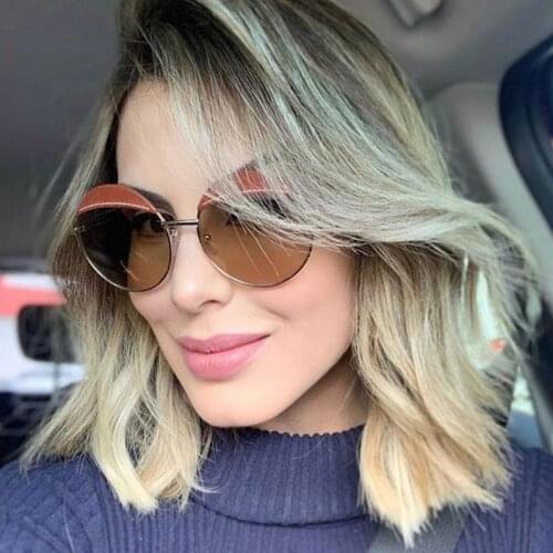 2020 Retro Round Leather Sunglasses Luxury Men Women Brand Designer Big Circle Sun Glasses Oculos De Sol Shades UV400 Protection