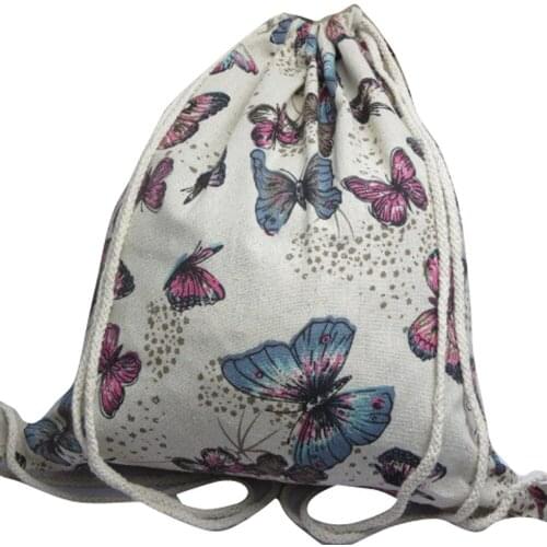 Drawstring Bag Backpack Graffiti Retro Canvas Backpacks Women Men Travel Clothes Cosmetic Shoulder Bags Casual Handbag Torebka