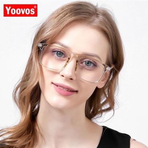 Yoovos Anti Blue Light Glasses Frame Women Square Clear Computer Glasses 2021 Optical Brand Design Eyeglasses Gafas De Mujer