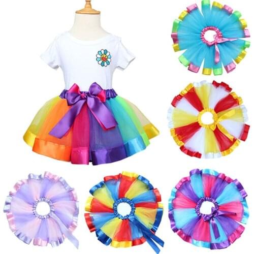 Baby Tutu Skirt Girl Rainbow Lace Skirts 3M-8T Princess Mini Pettiskirt Party Dance Tulle Skirts Girls Children Clothing TTS01