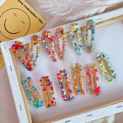 Women Vintage Acrylic Hairpin Colorful Hollow Water Drop Rectangle Hair Clips Girls Acetate Hairgrip Barrettes Hair Accessories