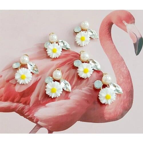 10 pcs/lot Rhinestone Pearl Decorative Buttons Daisy Style Sewing Metal Button Buttons For Clothing Diy Handmade Scrapbooking