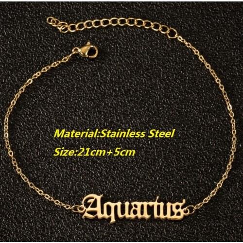 12 Constellation Charm Anklets Old English Letter Ankle Bracelet Hip Hop Zodiac Jewelry for Women Best Gift for Friend Girl