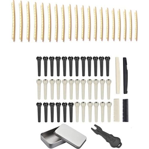 2 Set Guitar Accessories: 1 Set Guitar Fret Wires & 1 Set Guitar Bridge Pins Pegs with Saddle Nut and Bridge Pin