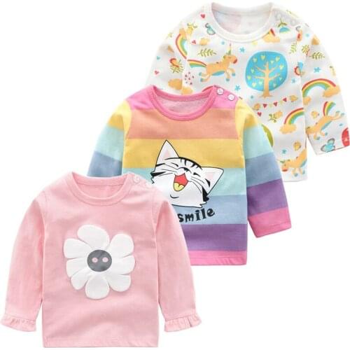 2020 Baby Childrens Clothing Cotton Long Sleeve T-shirt Korean Version Cute Tops Tee Underwear Soft Casual Bottoming T Shirt