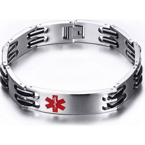 2021 Fashion European And American Style Stainless Steel Medical Logo Simple Style And Personalized Bracelet For Mens Wearing