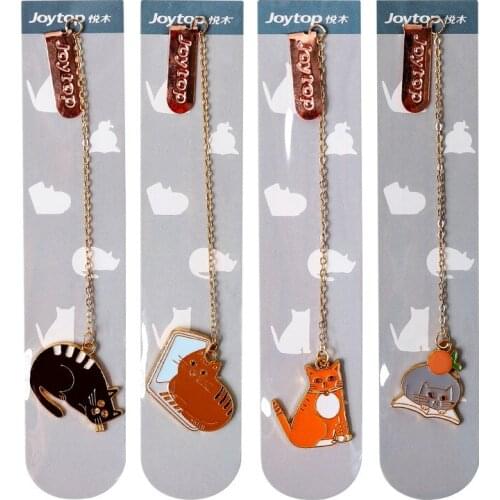 4 Pcs/Set Cartoon Cat Daily Life Series Metal Pendant Bookmark Creative Book Holder Gift Stationery