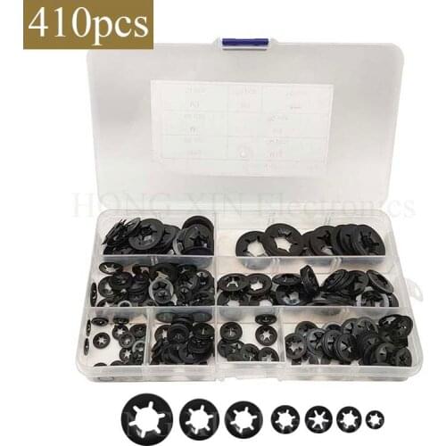 410Pcs M3 M4 M5 M6 M8 M10 M12 Push-on Locking Washers Star Nut Metal Quick Speed Star Nut Locking Fastener Assorted Kit