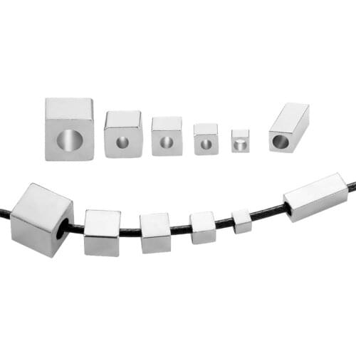 50Pcs/lot 3 4 5 6 8mm Stainless Steel Cube Spacer Beads Square Loose Beads for DIY Bracelet Jewelry Making wholesale