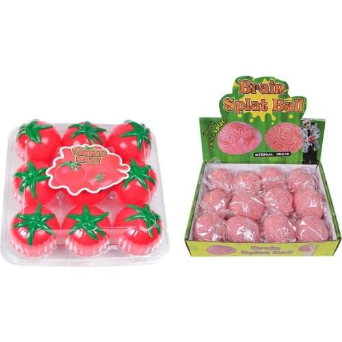 9pcs/set Funny Decompression Toys Unbreakable Tomato Squeeze Toy Vent Water Polo Stress Relief Toys For Children And Adult