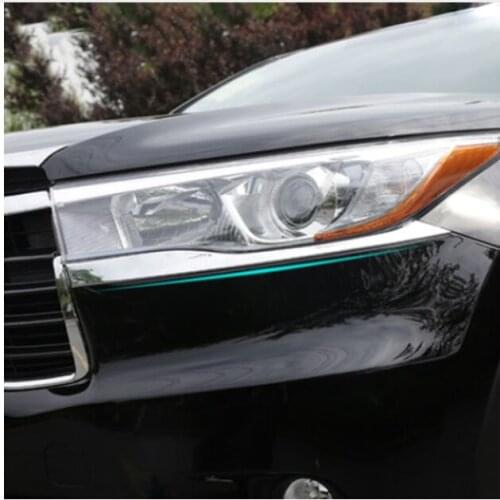 ACCESSORIES FIT FOR TOYOTA HIGHLANDER KLUGER 2014 2015 CHROME HEADLIGHT EYELID TRIM COVER MOLDING EYEBROW GARNISH