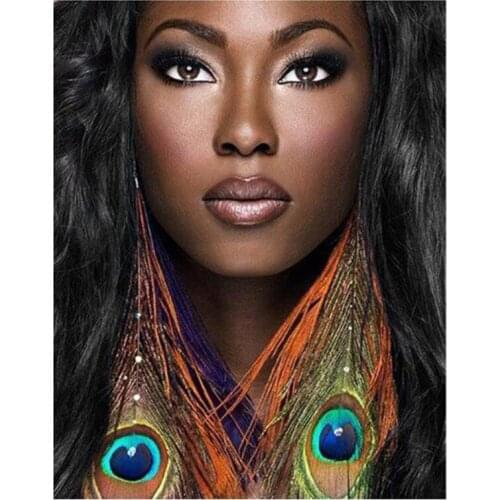 Whole Circle 5D DiY Embroidery African Woman Diamond Painting Cross Stitch Wedding Mosaic Picture Home Decoration FC502