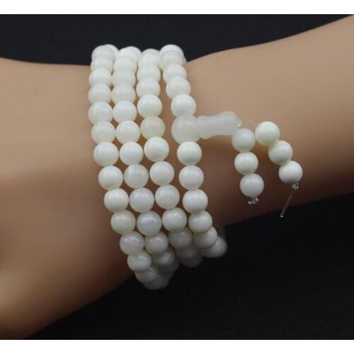 6mm Natural Tridacna jade Bracelet Prayer Buddha Mala Bracelet Necklace The Seven Treasures Of Buddhism wholesale