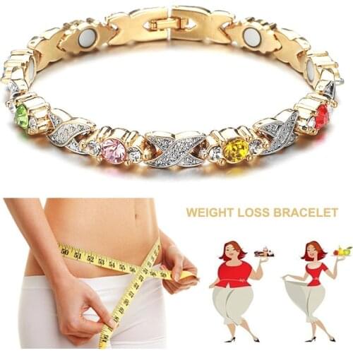 Weight Loss Stone Magnetic Burn Fat Therapy Slimming Bracelets Health Care Magnetic Hematite Stretch Beaded Bracelets Women