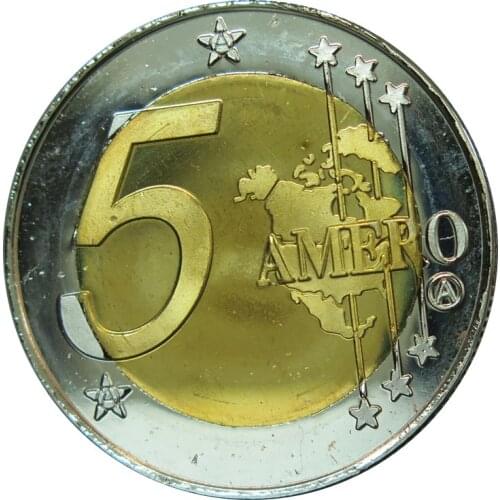 2021 Germany Antique Souvenirs Coin Original Coins Challenge Gold Euro Bi Metal New World Order $5 Amero Alex Jones Round