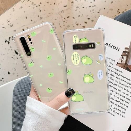 CARTOON Frog Phone Cases Transparent for Samsung A71 S9 10 20 HUAWEI p30 40 honor 10i 8x xiaomi note 8 Pro 10t 11