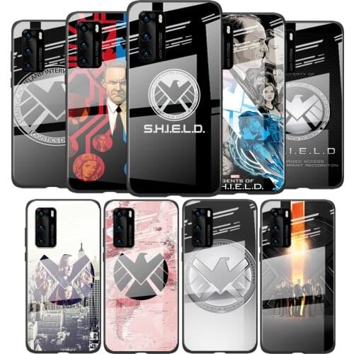 Tempered Glass Cover Marvel SHIELD For Huawei P40 P30 P20 P10 Pro Plus Lite 5G 2019 Shockproof Phone Case