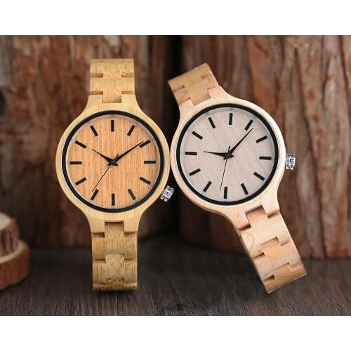 Wood Watch for Lady Wooden Maple Quartz Bracelet Wristwatches Minimalist Design Womens Watches with Band Adjuster Tool reloj