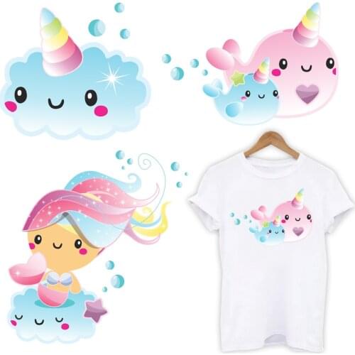 DIY Cartoon Unicorn Heat Transfer Sticker For Vogue Girl Clothing Patch 1 Piece. T27