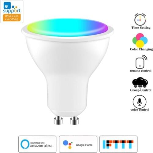 EWeLink Wifi Smart Gu10 LED Light Bulb Spotlight 220-240V 4W RGB+CCT Voice Control Work With Alexa Google Home