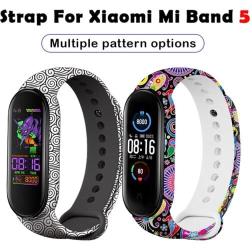 Flexible Bracelet For Xiaomi Mi Band 5 NFC Strap Silicone Wristband Camouflage Strap For Miband 5 Replacement Smart Accessories