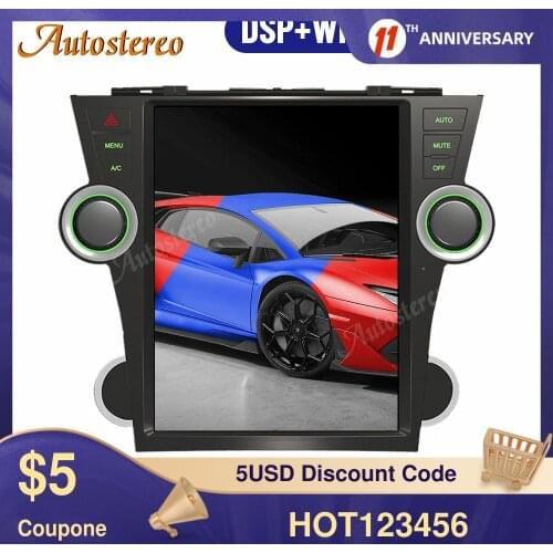 Tesla Style Android 9.0 6 Core Car GPS Navigation For Toyota Highlander 2007-2013 Stereo Headunit Multimedia Player Auto Radio