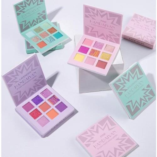 HANDAIYAN 9 Color Shimmer Glitter Eyeshadow Cosmetic Waterproof Long-lasting Matte Eye Shadow Palette Natural Eye Makeup TSLM2