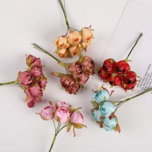 6 pieces Wedding Christmas decorations for home Artificial rose bouquet DIY Jewelry Garland New Year Candy box Wreath Decoration