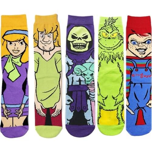 K2978 1 Pair Cute Animal Anime Print Socks Funny Novelty Cartoon Men Women Sock Comfort Happy Colorful Crew Socks