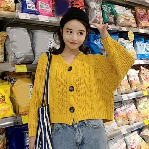 Women Cardigan Short Autumn Spring Single Button Long Sleeve Fashion European Small Sweaters Female Tops