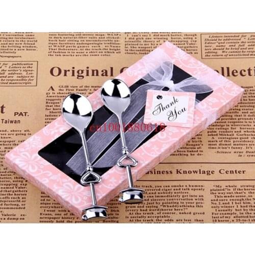 Fast Shipping Double Heart Coffee Spoons Wedding Bridal Shower favors gifts 200pcs/lot(=100Pairs)