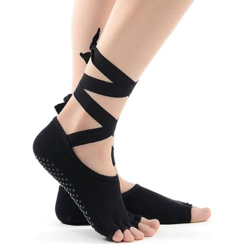 100% Cotton Yoga Gloves Set Women Black Red Nude Pilates Socks Massage Five Toe Yoga Socks Fitness Crossfit Sport Socks