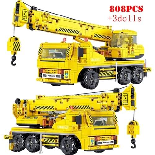 Engineering Lifting Crane Building Blocks City Construction Truck Car Vehicle Technical Bricks Toys For Children Boys Gifts