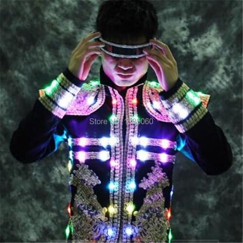 Colorful Led Luminous Growing Costume Dancing Singer Wear For Club Party Bar Halloween Christmas Masquerade Light Up Clothes