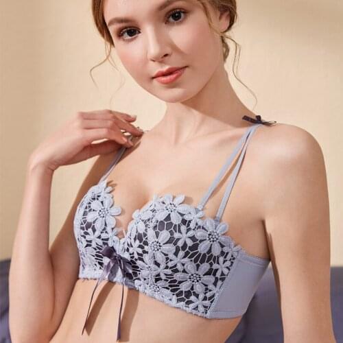 Lace Flower Embroidery Bra Adjusted Underwear Comfort Breathable Wireless Push Up Bras For Women lingerie Sexy Seamless Bralette