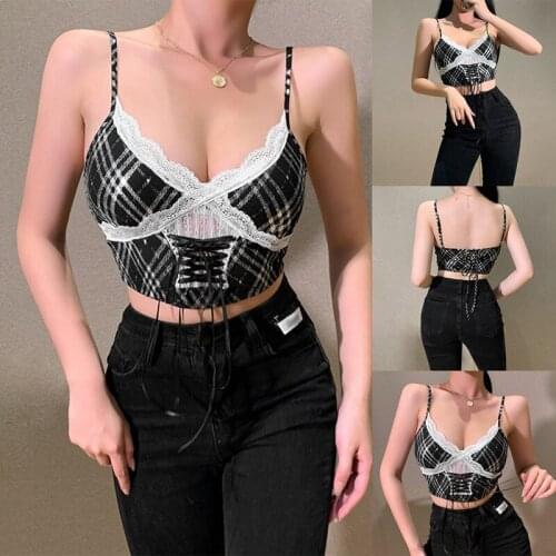 Hot kf-Lace Strap Wrapped Chest Shirt Top New V-Neck Underwear Ladies Camisole Women Summer Crop Tops