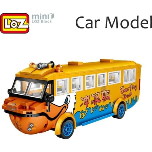 LOZ MINI City Car Model 1:50 Bus Sightseeing High Simulation Toy Cartoon Yellow Duck Building Blocks Toy For Children Gift