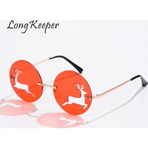 LongKeeper Fashion Christmas Glasses Unique Rimless Sunglasses Elk Bowknot Christmas Eve Party Decor Eyewear Steampunk Eyeglass