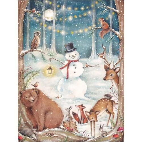 Cartoon Forest Animals Snowman Diamond Painting Round Full Drill Nouveaute DIY Mosaic Embroidery 5D Cross Stitch Christmas