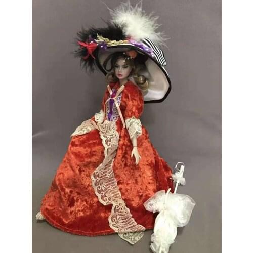 11.5" Doll Outfits Orange Red Wedding Dresses for Barbie Clothes Princess Party Gown 1/6 BJD Doll Accessories Kids Toy Girl Gift