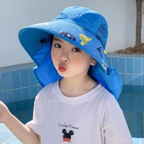 2021 New Childrens Sun Hat Anti-ultraviolet Sun Hat Sun Hat, Boy Summer Beach Hat Girl Baby Fisherman Hat Cute Cartoon